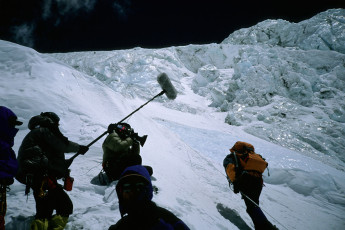 National Geographic crew films climbers on the Lhotse Face, Mt. Everest